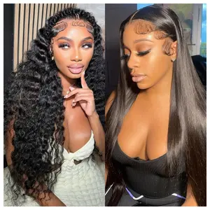 [Combo sale 28"&22"] Lace Front Wig Human Hair Deep Wave Wig with Straight Wig 13x4 Lace Frontal Wig 180% Density Human Hair 13x4 Body Wave Wig 28inch &22inch