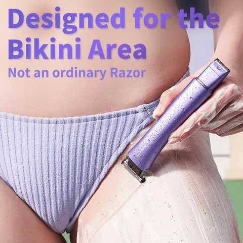 BreezeNu Women's Multifunctional 2-in-1 Cordless Waterproof Titanium Hair Shaver - Electric Trimmer & Epilator, Painless Precision Hair Removal Tool, LED Light, Smooth Metallic Handle, Dual Heads, IPX7 Wet/Dry, Rechargeable Self-Care Product, Cordless Wat