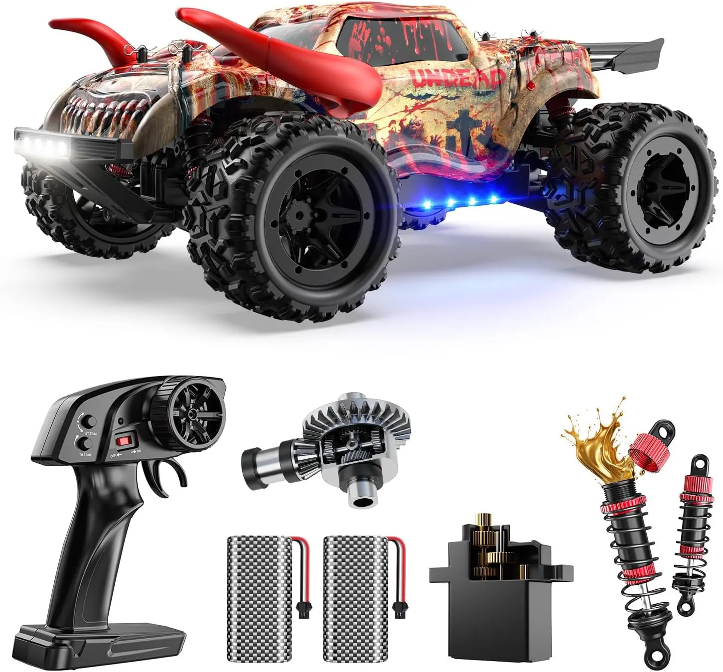 DEERC 9311E 1/18 All Terrain Fast RC Cars for Adults 40KPH,4WD Electric Off-Road Remote Control Monster Truck,2.4Ghz High Speed Car,Waterproof Monster Truck with 2 Batteries for Boys & Kids