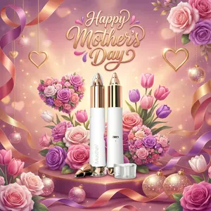 2 in 1 Flawless Eyebrow and Facial Hair Remover for Women Painless Electric Razor Epilator Trimmer Shaver with 18K Gold-Plated, USB Rechargeable, 360° LED for Eyebrow and Face Hair Removal