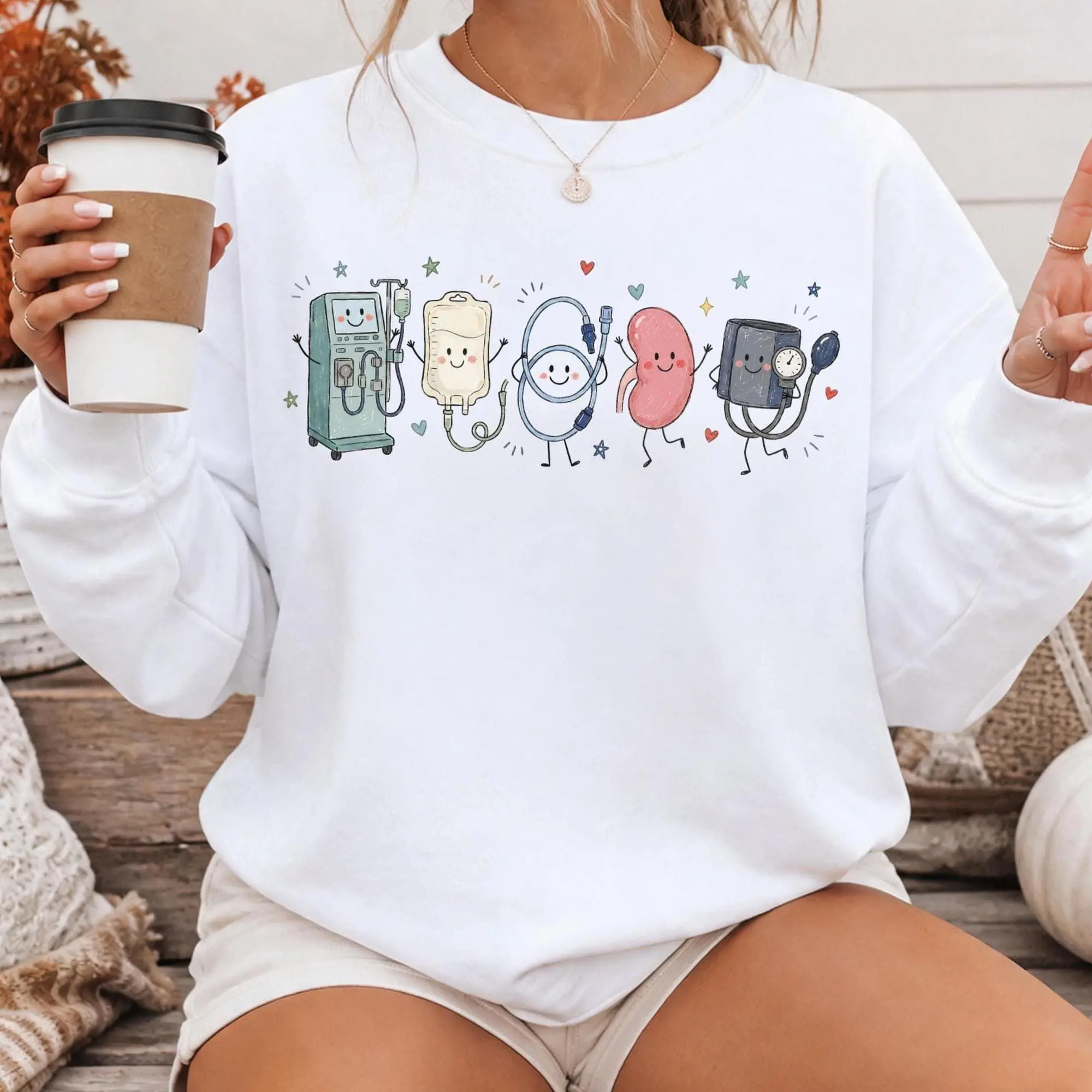 Doodle Dialysis Nurse Sweatshirt, Nurse Appreciation Shirt, Nephrology Sweater, Dialysis Tech Crewneck, Nurse Grad Gift