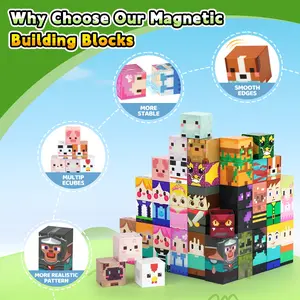 16/40pcs Magnetic Building Blocks Stem Toy, Suitable for Boys and Girls Aged 3+, Random Colors and Characters, Educational Gift Magnetic Building Tiles