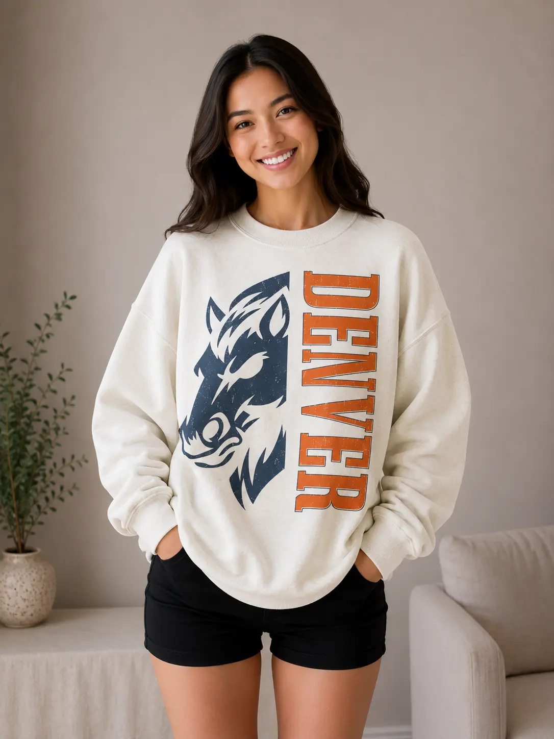 Denver Game Day Vintage Sweatshirt, 90s Retro Graphic Tee, Funny Mascot Oversized Shirt, Football Fan DBR011