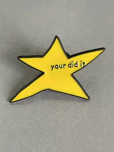 Star Shaped Brooch, Letter Pattern Enamel Pin Suitable for Backpacks, Jeans, Scarves, Hats Decoration, Trendy All-match & Exquisite Brooch for Birthday Gift Hat Pins