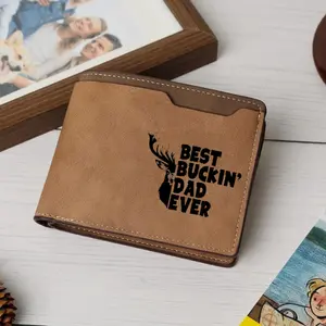 Best Buckin's Dad Ever Camo Deer Leather Wallet,  Hunting Style Outdoor Wallet for Men,Hunting Camo Deer Wallet,  Rugged Outdoor Style Men’s Wallet
