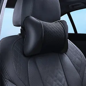 1pc Car Seat Headrest Pillow, PU Leather Car Neck Pillow, Neck Rest Cushion Support, Universal Car Interior Decoration Accessories, Removable Headrest