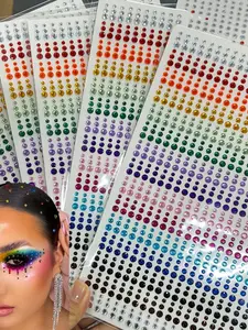 Rainbow Color Round Rhinestone Eye Stickers, 3mm/4mm/5mm Sparkling Synthetic Gemstones, DIY Face Makeup, Costume Parties, Weddings, Proms