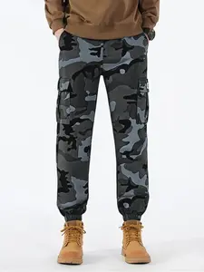 Men's Camouflage Cargo Pants, Elastic Waistband, Comfortable Casual Design, Perfect for Outdoor Activities, Stylish Workwear