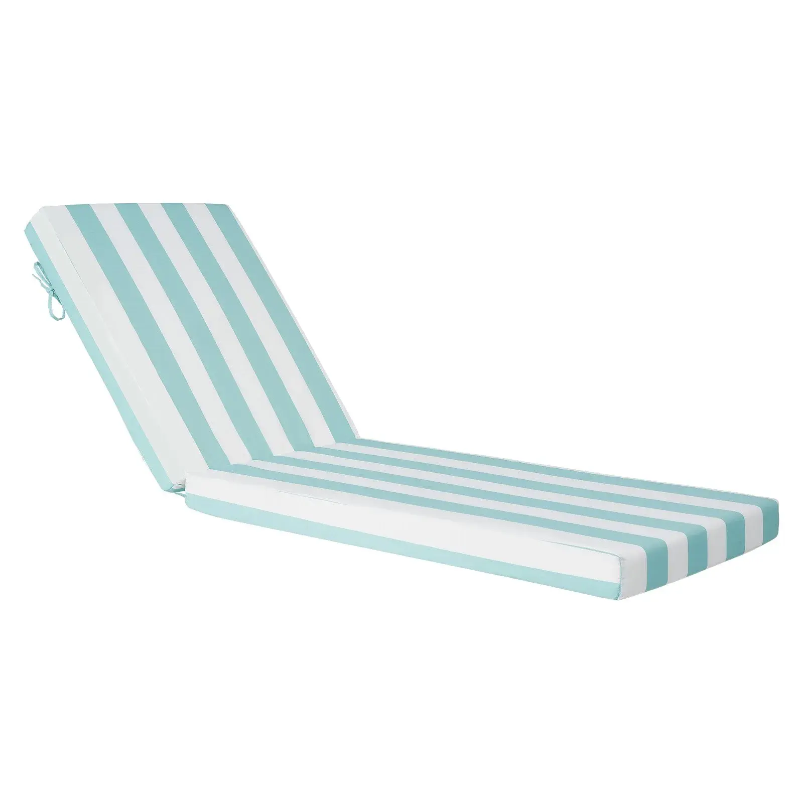 2-Pack Green & White Striped Outdoor Chaise Lounge Cushions, 80x26x4in Thick High Resilience Foam Pads, Waterproof Fade-Resistant Universal Fit Pads with Anti-Slip Ties for Pool Deck Backyard