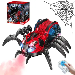 GAIETYDIY Remote Control Spider, Robot Spider Toy with 2.4 GHz Remote Controller, RC Spider Robot with Spray/Lights/Music, Realistic Spider Gift for Kids Boys, Halloween, Christmas, Holiday Toys for Party Prank