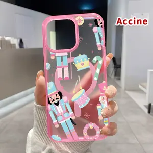 Sweet Nutcracker Pattern Magnetic Phone Case for iPhone 15 16 14 Pro Max 13 12 11 XR XS Plus E Shockproof Lightweight Transparent Protective Soft Cover Supports Wireless Charging