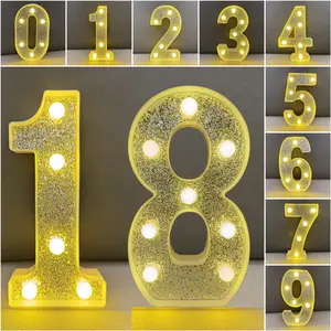 1 Set 1-100 Years Old Free DIY Combination Number Lights, 8.6-inch LED Silver Glitter Birthday Number Lights, Birthday Party Decoration Lights, Proposal/Wedding/Anniversary Number Lights, Party Decoration Supplies