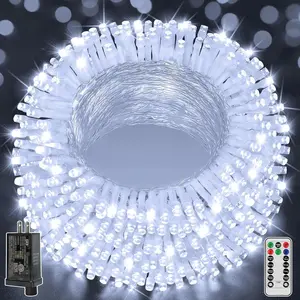 Christmas Lights Outdoor 800LED 262FT, Cool White Plug in Fairy Light with Remote, 8 Modes  Timers Dimmable LED String Lights for Indoor House Outside Bedroom Patio Balcony