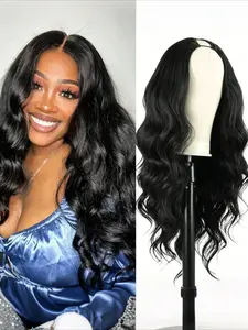 26 Inch Body Wave V Part Wigs Upgrade Glueless Human Hair Blend Wigs No Leave Out V Part Clip In Wigs Easy Wear No Glue No Sew In Beginner Friendly Soft Natural Synthetic Hair Wigs For Women Daily Party Use