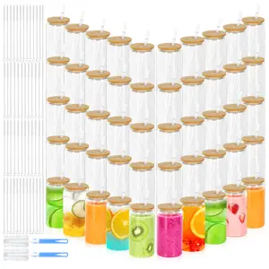HILAKE 50-Pack 16oz Single-Layer Sports Cups with Bamboo Lids. Reusable drinkware, a high-quality choice for birthday parties, office use, graduation gatherings and more. Also an ideal gift set for Graduation Season, Christmas and other festivals.