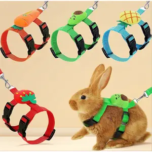 4 Sets Adjustable Bunny Rabbit Harness and Leash Set Small Pet Cute Vest Harness Leash Ferret Harness Guinea Pig Harness Ferret Leash with Decorations for Bunny Kitten Puppy, Small Pets