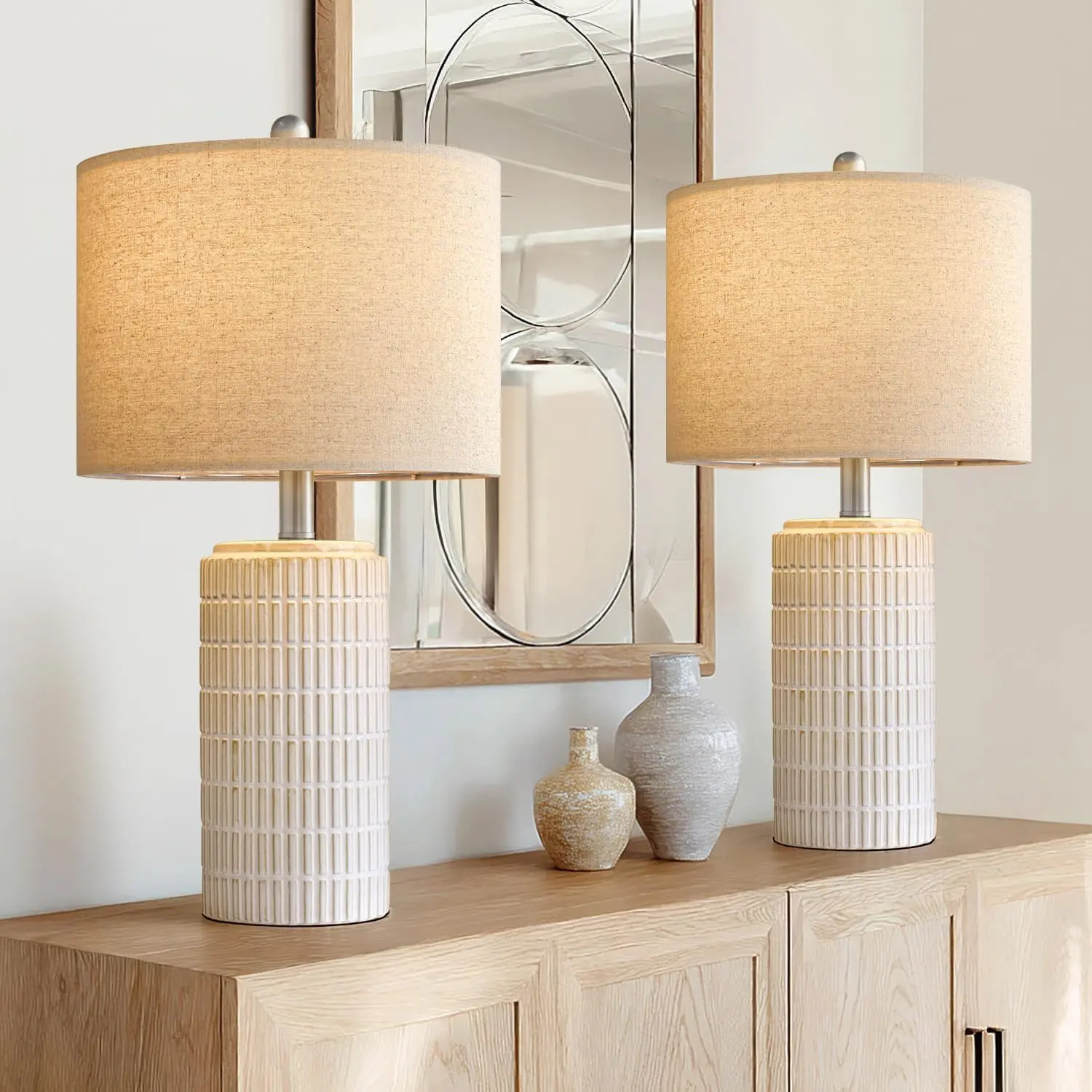 24'' Medium   Beige and White