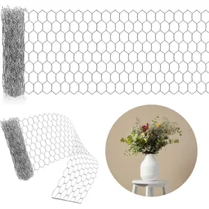 39 X 39 Inch Galvanized Bendable Chicken Wire Roll Vase Frog Mesh for DIY Crafts Garden Wedding Arch Holiday Christmas Thanksgiving Decorations