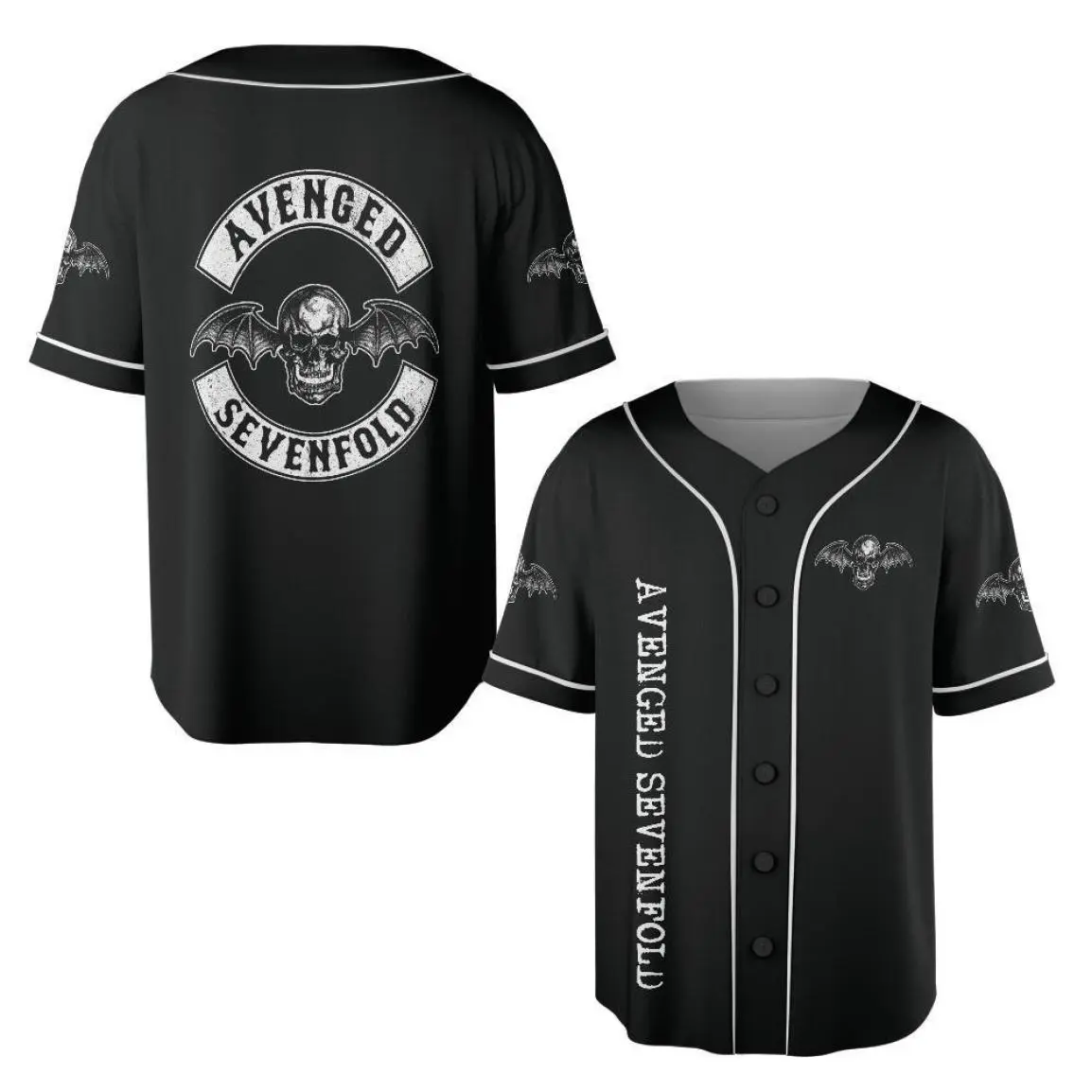 Personalized Fanmade Avenged Sevenfold Rock Band 3D Print Baseball Jersey Shirt [Customize your name, Number. Note "your name and