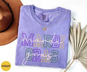 Comfort Colors® Mardi Gras Shirt, Mardi Gras Carnival Shirt, Women Mardi Gras Tee, New Orleans Shirt, Fat Tuesday Gift Cotton Fit