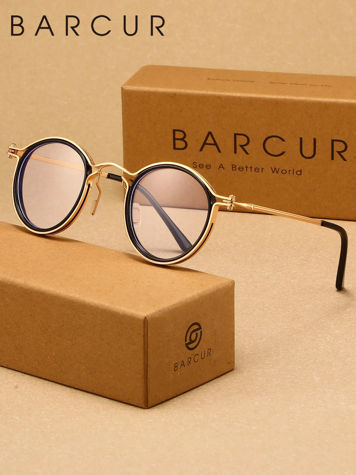 BARCUR  Retro Style Men's Blue Light Blocking Glasses, High Quality Eyewear, Fashion Hard Frame Classic, Metal frames, Rubber Nose Pads, Perfect Gift for Father's Day, Stylish Eyeglass, Trendy Vintage Eyeglasses, Trendy Casual Eyeglasses