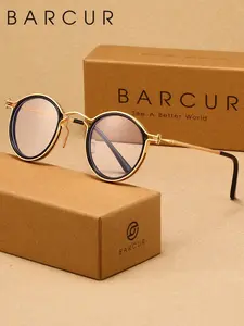 BARCUR  Retro Style Men's Blue Light Blocking Glasses, Fashion Hard Frame Classic, Rubber Nose Pads, Perfect Gift for Father's Day, Stylish Eyeglass, Trendy Vintage Eyeglasses