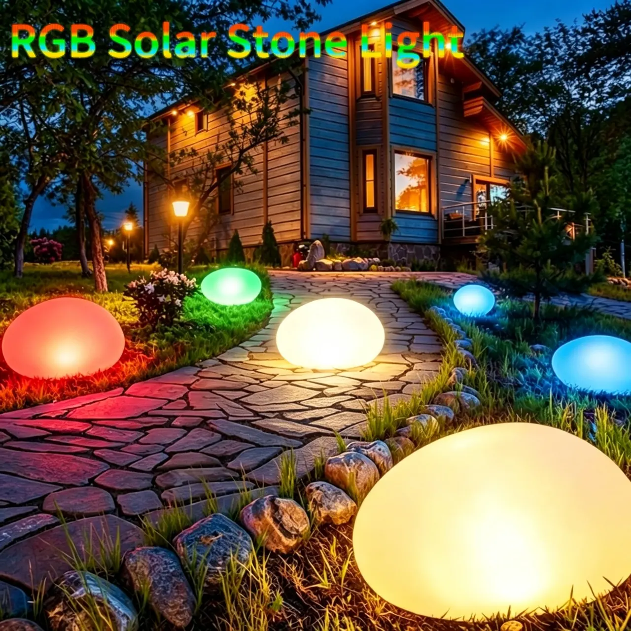 Solar Stone Light Outdoor, Waterproof Solar Ball Light for Outside w/Remote, 7RGB Color Changing Glowing Orb Lamp Landscape Lighting Mood Lamp w/for Garden Patio Yard Pathway Decor mothersdaygiftideas homemakeover