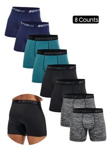 men's solid letter tape boxer briefs, fitted casual athletic comfy breathable undergarment for daily wear, underwear for men, men's underwear for all seasons, men's underwear, full coverage bottoms, sports clothes