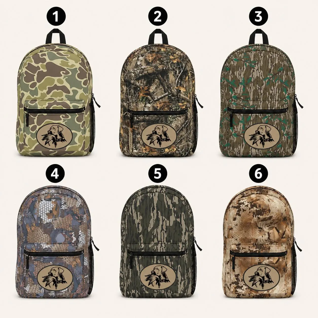 Duck Dog Hunting Camo Backpack, Mossy Oak Style School Backpack, Waterfowl Hunting Daypack, Outdoor Travel Bag, Backpack for Men Women