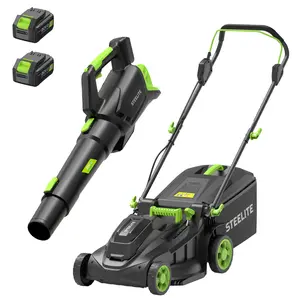 STEELITE 40V 17-Inch Cordless Lawn Mower & Leaf Blower Combo Kit, 500 CFM, 2x4.0Ah Batteries, Dual Chargers - Father's Day Gift Idea, Summer Outdoor Yard Work Tool Set