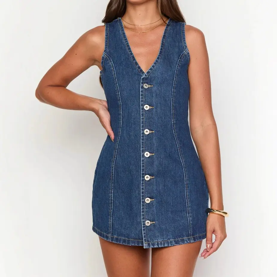 Women's 2026 Spring-Summer Denim Vest Dress - Button Placket, Tie-Waist, Vintage, Basic, Loveable Lady Casual Blue Denim Dresses - TikTok Shop Women's 2026 Spring-Summer Denim Vest Dress - Button Placket, Tie-Waist, Vintage, Basic, Loveable Lady Casual Blue Denim Dresses - TikTok Shop
