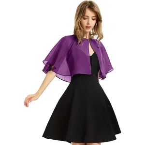 Women's Soft Chiffon Shawl Wraps Shrug for Evening Dress Wedding Cape Bolero Flapper Cover Up