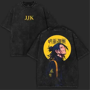 Geto Suguru JJK Jujutsu Kaisen Double Sided Heavyweight 260GSM Oversized Washed Vintage T-shirt | Embrace the Cursed Spirit World with This Stylish and Dark Tee. Basic Cotton Menswear Apparel