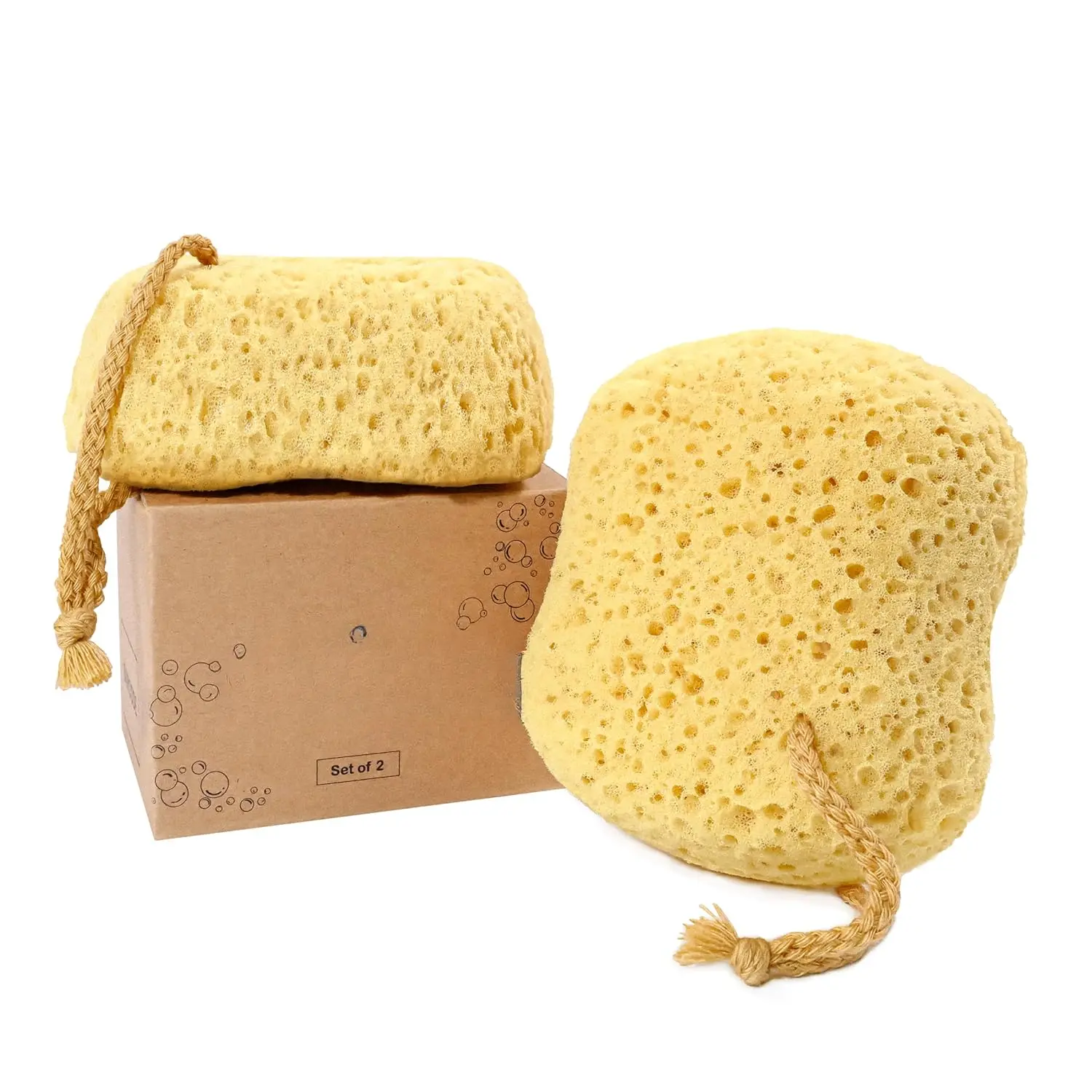Bath Sponge,  Loofah,  Scrubber for Bathing,  Shower Pouf for Shower - Large Size, Lots of Lather, Curvy, 2 Pack