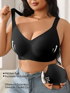 Deep V Neck High Support Plus Size Everyday Jelly Bra, Perfect Gift, Full Coverage, Medium Support, Casual Style, Lined, All Seasons