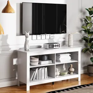 Farmhouse TV Stand for TV up to 43 Inch,Modern TV Standwith Storage,Open Shelves Entertainment Center For LivingRoom and Bedroom,Entryway,Easy Assembly TV Console