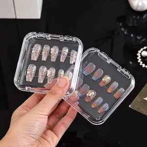 Artificial Nail Display Storage Box, 6 Transparent Nail Packaging Boxes, Suitable for Beauty Salons and Home Use, Makeup Cosmetic Organizer, Aggreko Material