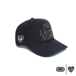No Llores Mami Black Corduroy Cap