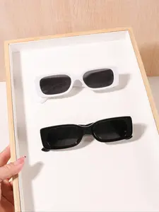 Unisex Vintage Rectangle Frame Sunglasses, Rectangular Sunglasses, Trendy Casual Sunglasses for Everyday Use, Fashion Accessories for Outdoor Activities