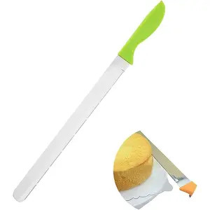 10Inch/12Inch Stainless Steel Cake Knife Plastic Handle Baking Pastry Spatulas Serrated Bread Knife Kitchen Baking Tool (12 inch)