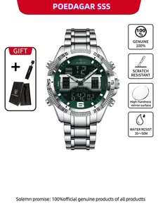 Men's Business Fashion Round Dial Analog-digital Quartz Watch, Fashion Stainless Steel Watch with Date & Week Display Function, Trendy Watch for Daily Life