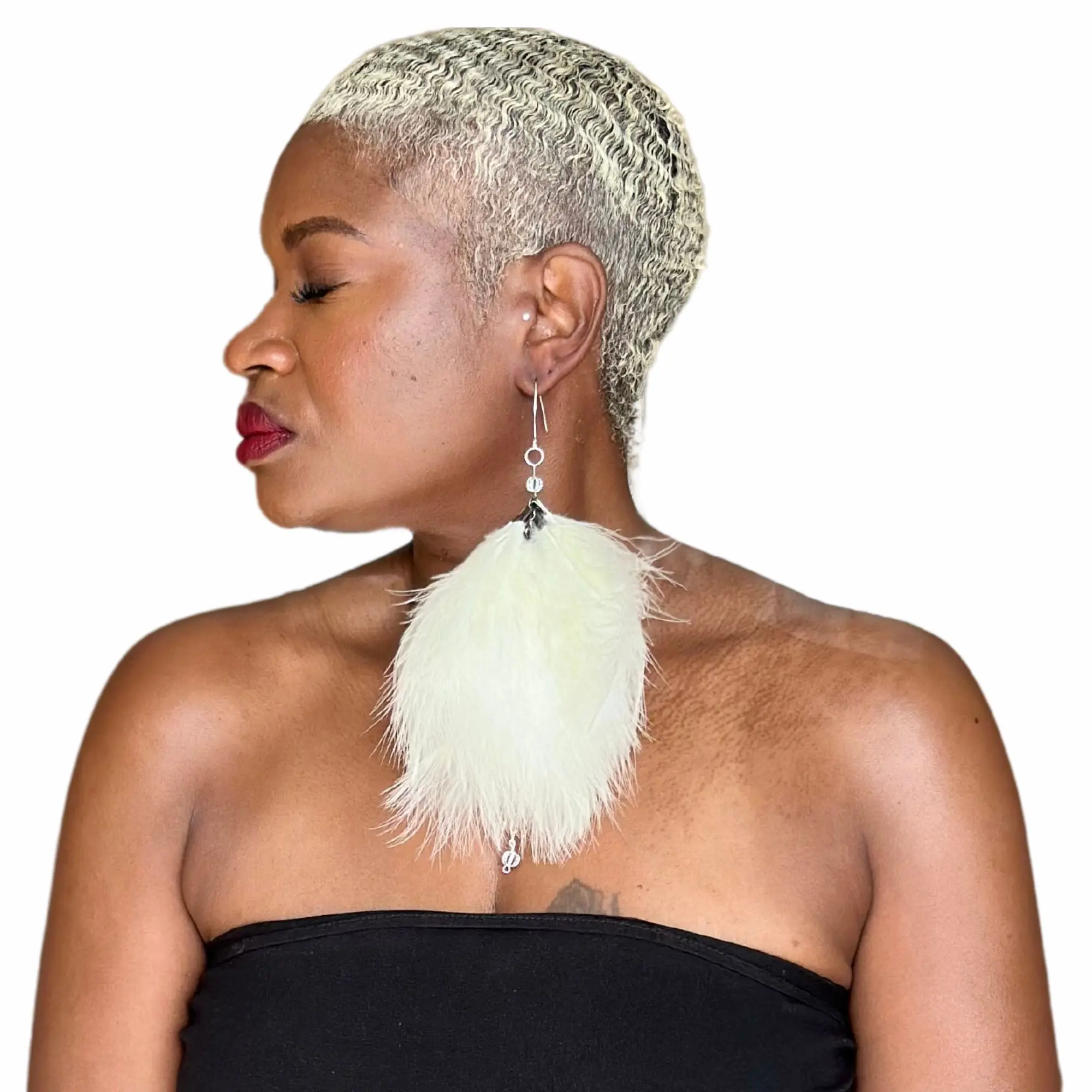 PLUMA CREAM - MY FEATHER EARRINGS STYLISH CHIC ELEGANT