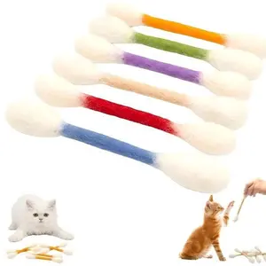 3PCS New Creative Practical Cat Toys, Extra Large Cotton Swab Design, Teasing Cat Toy, Molar Pet Toy, Interactive Durable Chew Toy for Indoor Cats