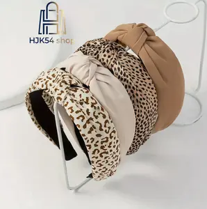 Leopard Print Knotted Headband Set for Women - Fashion Non-slip Wide Hairband, Boho Turban Hair Accessories for Daily Party, No Slip Elastic Head Bands for Thick Thin Hair