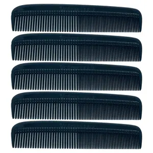 Pocket Comb Black 5 Pack Unbreakable Round Teeth Course Fine Pocket Beard & Mustache Combs Men's Hair