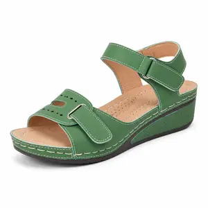 Women’s comfortable wedge sandals with adjustable Velcro straps, ideal for everyday summer wear