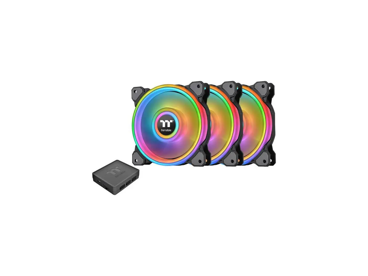 Thermaltake Riing Quad CL-F088-PL12SW-B RGB LED Radiator Fan 3 Pack