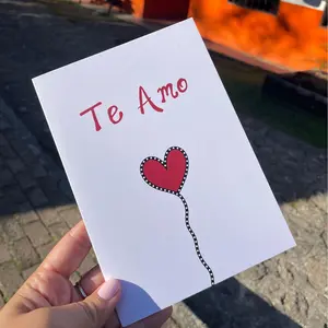 TE AMO - I LOVE YOU in Spanish  Handmade Greeting Card Tarjeta Anniversaries Watercolor