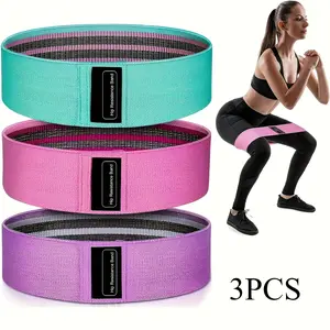 3Pcs Non Slip Fabric Booty Bands, Different Tension Anti Roll Up Hip Resistance Loop Bands for Squat Glute Leg Workout Yoga Pilates Home Fitness Physical Therapy