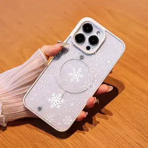 Snowflake Pattern Matte Phone Case for iPhone 16/15/14/13/12/X RO0917040 Acrylic Wireless Instant Fit Precise Alignment Suitable for Samsung S24 FE